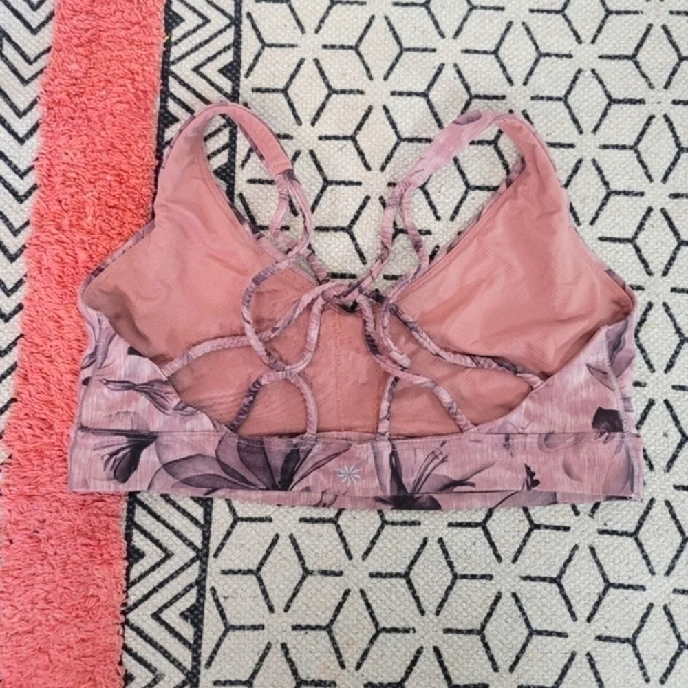 Athleta Floral Solace Printed Bra in Inner Beauty Earth Rose, sz SMALL